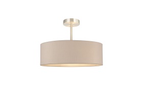 DK0753  Baymont 45cm Semi Flush 5 Light Satin Nickel, Nude Beige/Moonlight